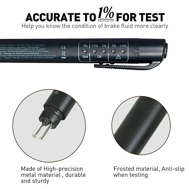 Brake Fluid Liquid Tester Auto Brake Diagnostic Testing Tool Hydraulic Fluid Liquid Oil Moisture Analyzer With 5 LED Indicators Brake Testing Tool 2025 - $15.99 –P3