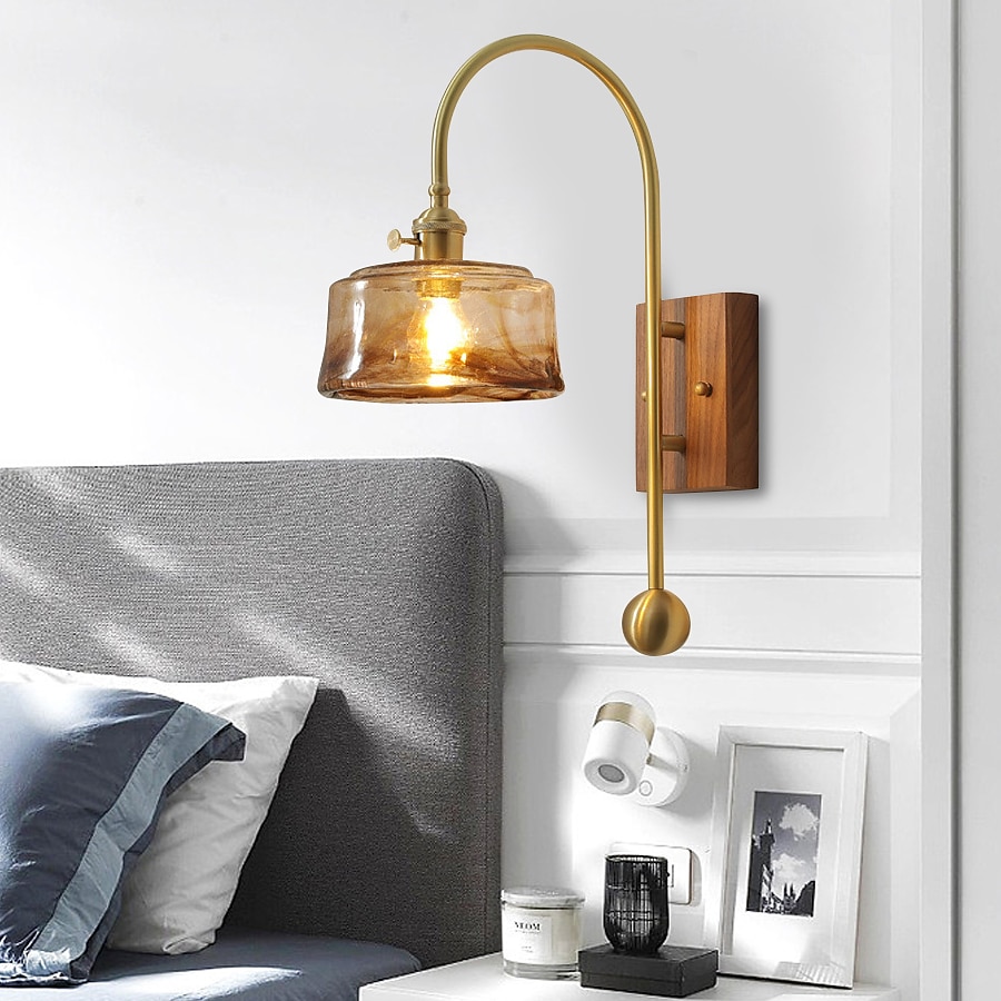 lightinthebox applique da parete a led in vetro a 1 luce, applique moderna e27, applique da parete minimalista quadrata in vetro marrone, lampada da parete moderna ad angolo regolabile, per studio del 2025 a $132.99 –P3