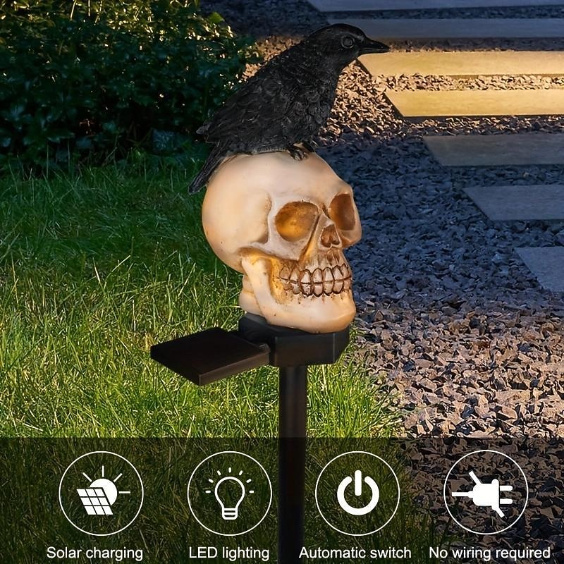 Halloween Outdoor Solar Garden Lights Resin Garden Landscape Insert Skull Crow Atmosphere Decorative Lights Waterproof Halloween Patio Lawn Decoration 2026 - $13.99 –P2