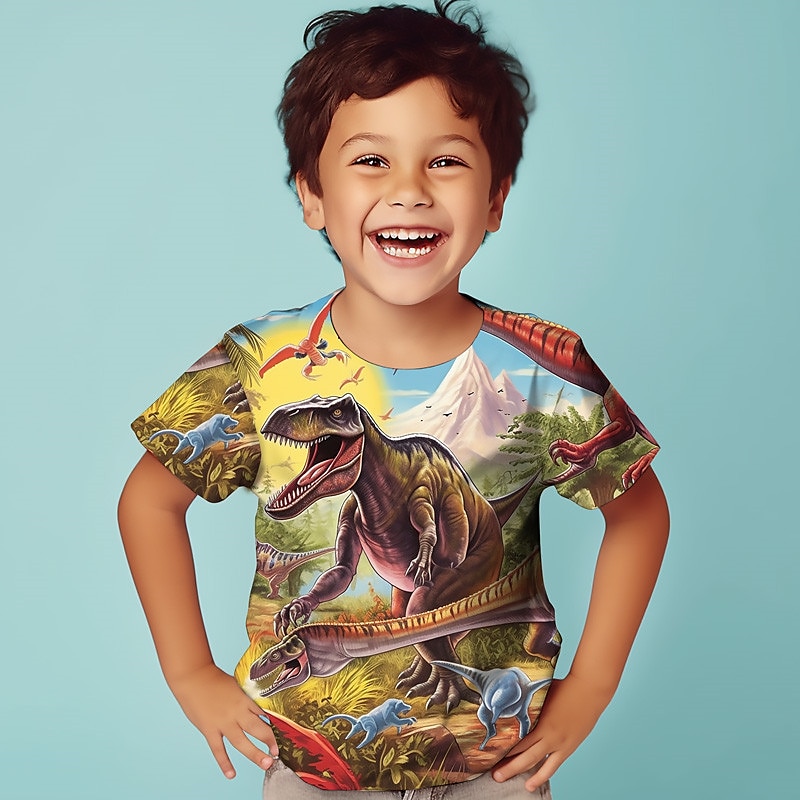 Boys' 3D Graphic Animal Dinosaur T shirt Tee Short Sleeve 3D Print Summer Spring Active Sports Fashion Kids 3-12 Years Outdoor Casual Daily Regular Fit 2025 - $11.99 –P2