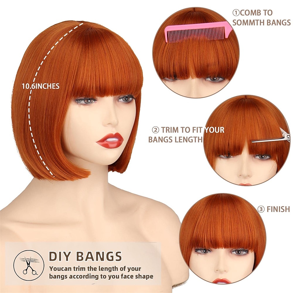 Red Wig Bangs Short Red Bob Wig for Women Auburn Wig Bob with Bangs for Daily Party Cosplay 2025 - KZT 8551.86 –P14