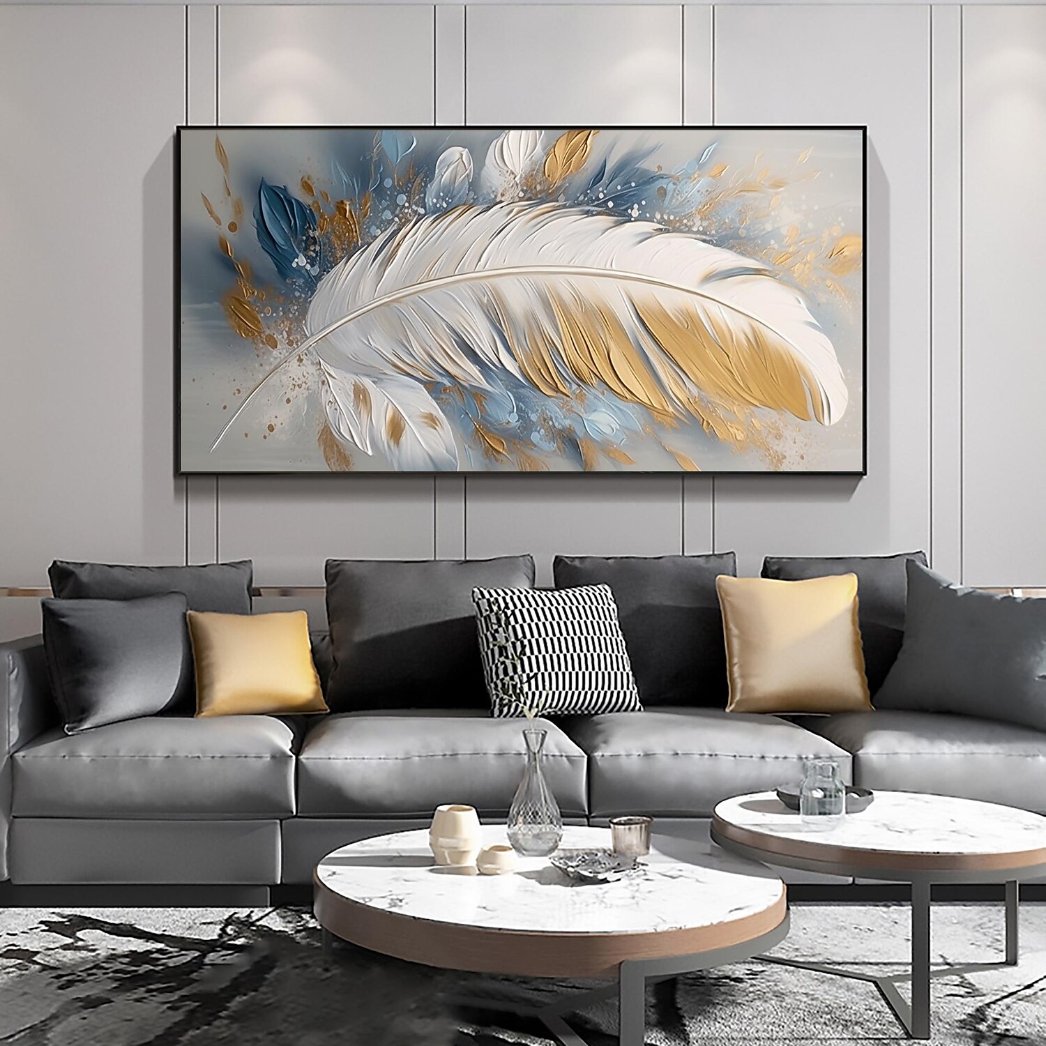 Handmade Oil Painting Canvas Wall Art Decor Original Feather Painting for Home Decor With Stretched Frame/Without Inner Frame Painting 2025 - $150.99 –P9