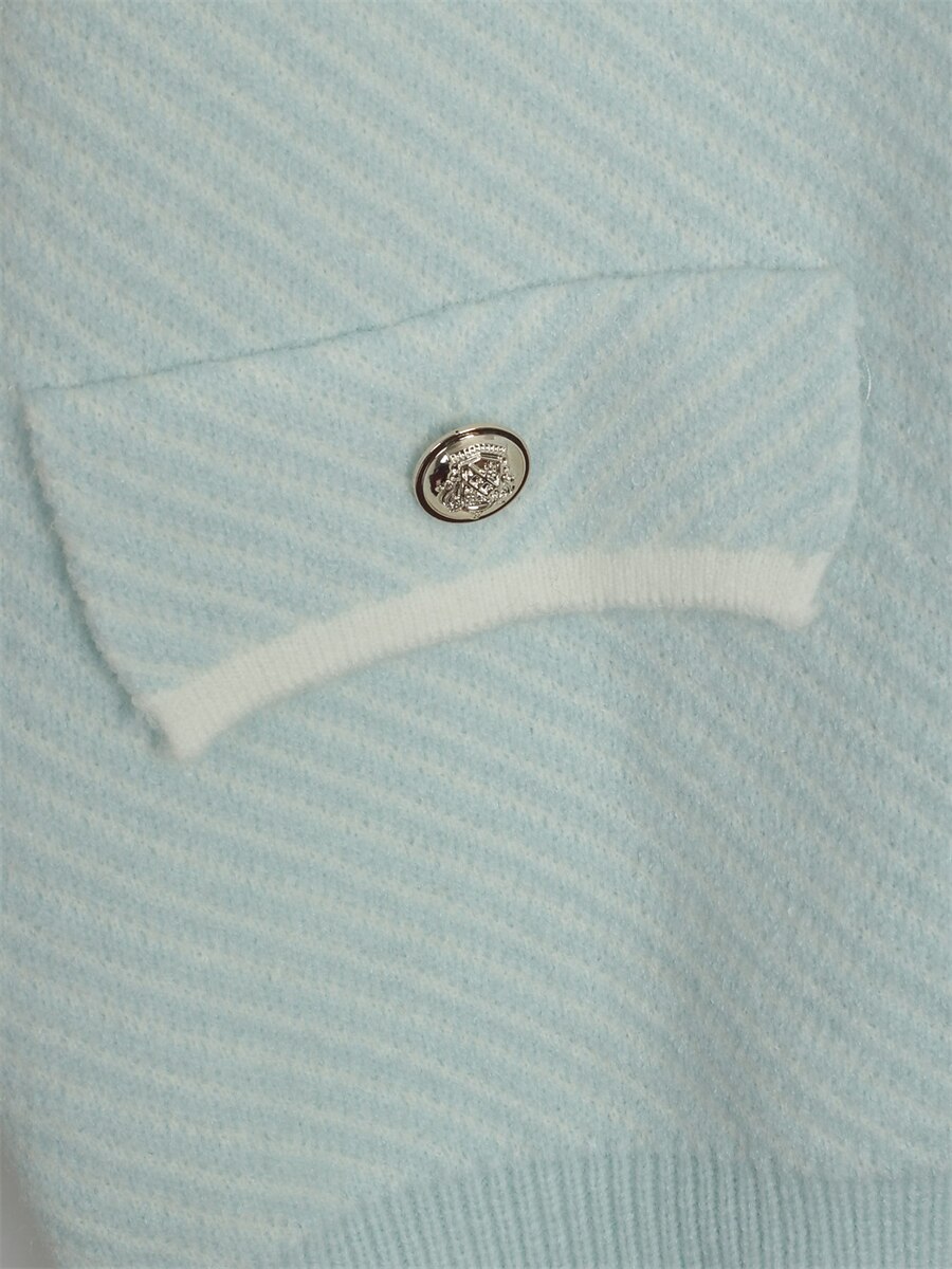 Women's Cardigan Sweater V Neck Ribbed Knit Acrylic Polyester Button Print Summer Fall Long Outdoor Daily Going out Stylish Casual Soft Long Sleeve Striped White Camel Light Blue One-Size 2023 - US $43.99 –P19