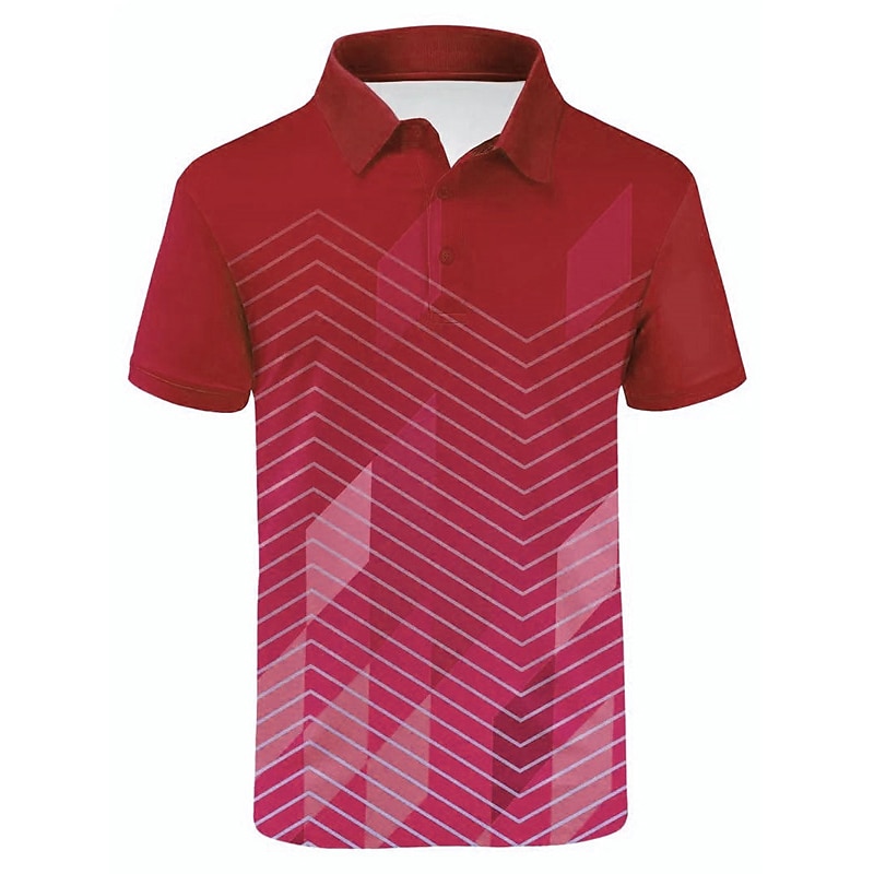 Herr Randig Sport pikétröjor Golftröja Kortärmad Polotröjor Skjortor med krage Ledigt Sportkläder Semesterkläder Knappar 3D-utskrift Sjöblå Svart Vin 2025 - $22.99 –P6