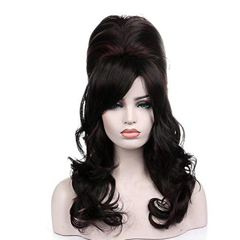 Parrucca beehive nera naturale parrucca riccia ondulata lunga resistente al calore parrucche per costumi cosplay parrucche di Halloween del 2025 a $23.99 –P1