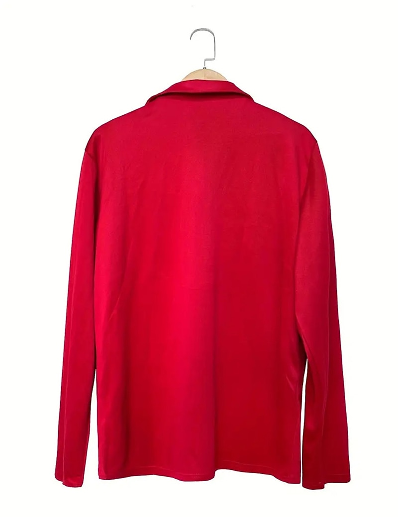 Férfi Button Up Polos POLO trikó Hétköznapi Sport Hajtóka Hosszú ujj Divat Alap Sima Kollázs Gomb Nyár Normál Fekete Piros Sötétkék Button Up Polos 2025 - $21.99 –P2