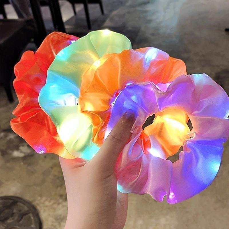 LED-hohtavat hiusnyörit poninhäntäpäähine joustava hiuslenkki yksivärinen karnevaalijuulasten asusteet 2026 - $7.49 –P6