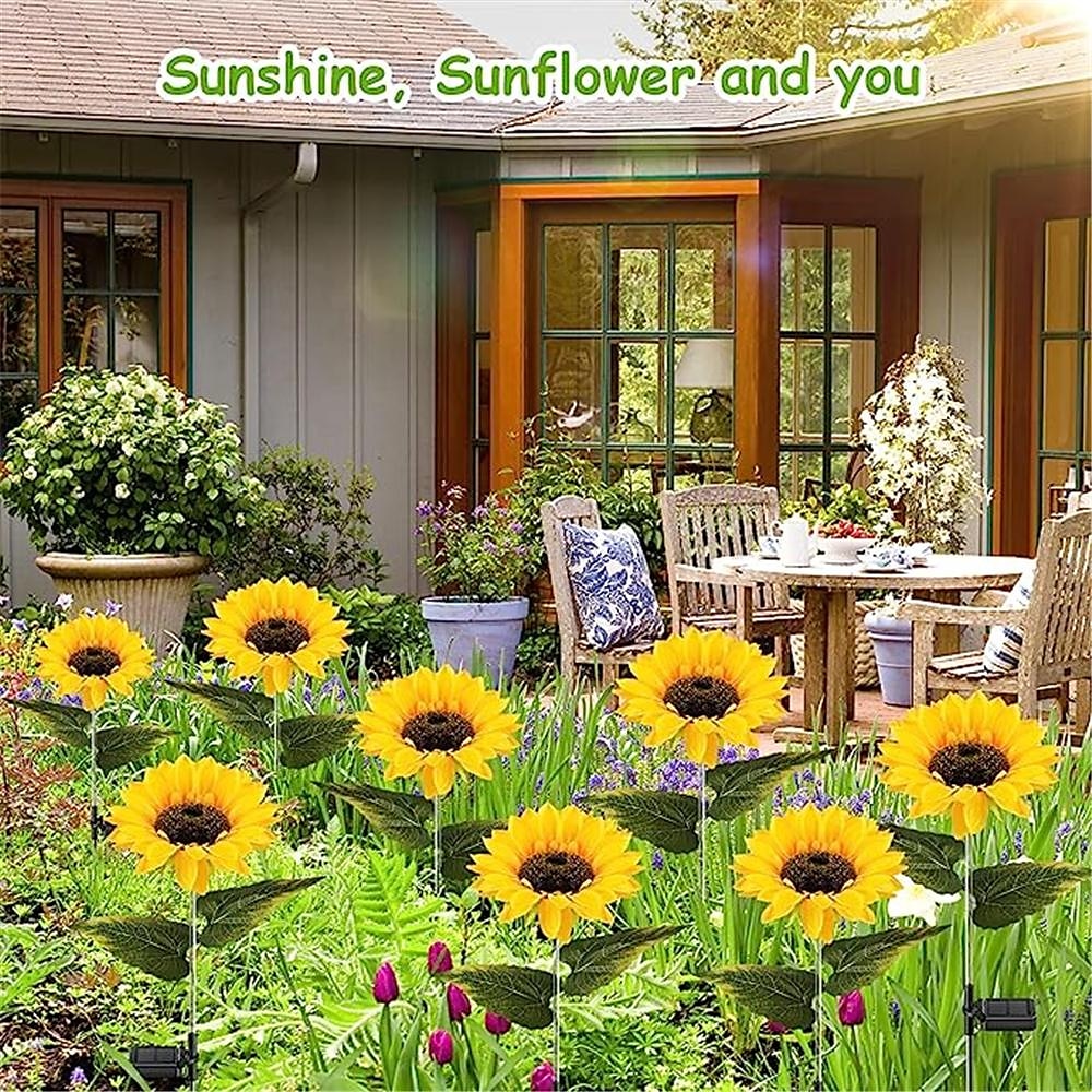Solar Sunflower LED Glowing Pole - Pathway Courtyard Simulation Plant Lamp for Holiday Party & Landscape Decoration, Waterproof Lawn Floor Light 2026 - $19.49 –P5