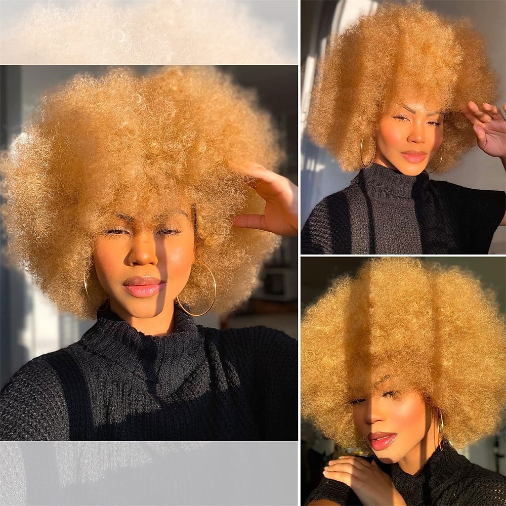 krátká afro paruka s ofinou pro černé ženy afro výstřední kudrnatá paruka 70. léta prémiová syntetická velká afro paruka karnevalová cosplay party paruka 2025 - $22.99 –P8