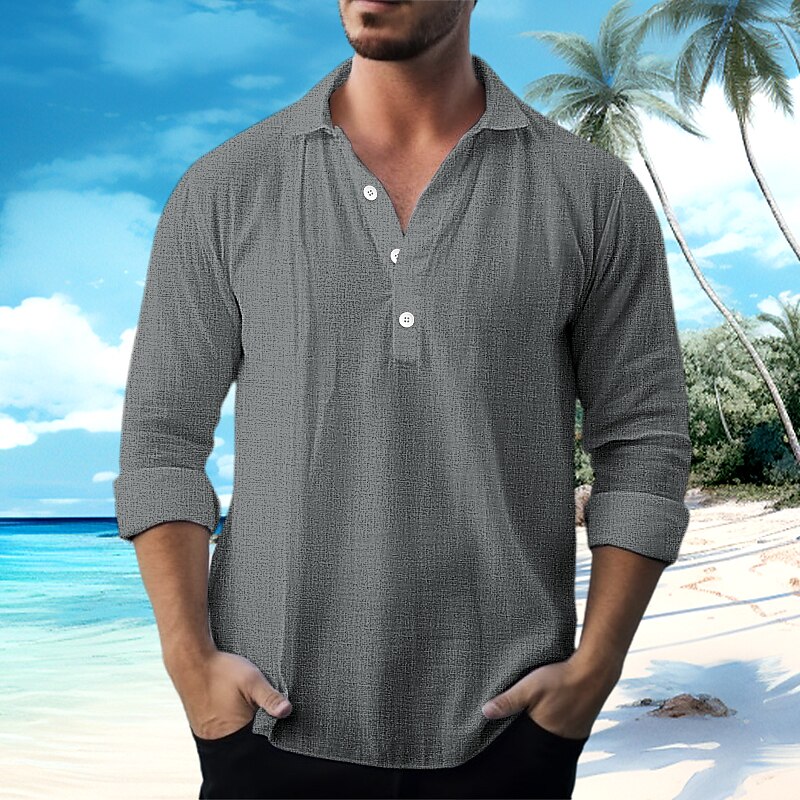 Per uomo Camicia Camicia di lino Camicia Estiva Abbigliamento da spiaggia Camicia casual Semplice Vacanza Crociera Bianco Blu Verde Cachi Manica Lunga Collo ripiegato Primavera & Estate Abbigliamento del 2025 a $22.99 –P5