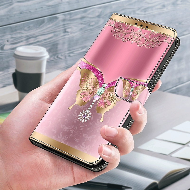 telefone Capinha Para iPhone 16 15 14 Pro Max Plus iPhone 13 12 11 Pro Max Mini Capa para Cartão Wallet Capa articulada Com Suporte Magnética Slot para cartão Borboleta Flor flor floral TPU Couro PU de 2025 por $15.99 –P15