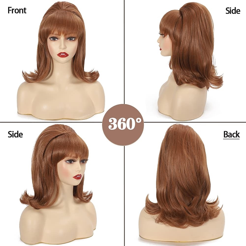 Bijenkorf Perkamenten Rood Vrouwen 60s 70s Perkamenten met Pony Krullend Synthetisch Vintage Drag Queen Perkamenten Cosplay Feest Perkamenten Halloween Perkamenten 2026 - $16.99 –P15