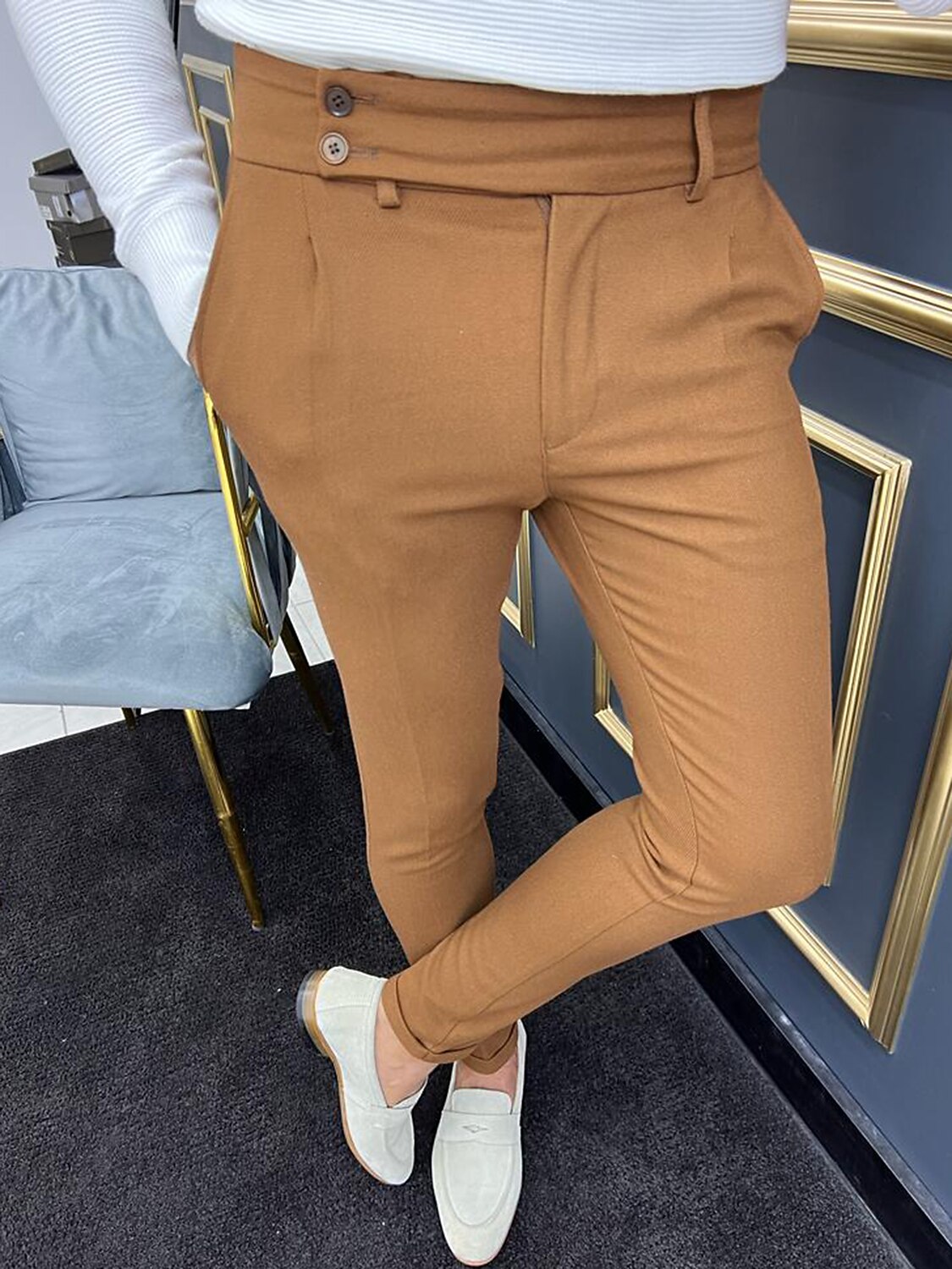 Per uomo Pantaloni Chinos Pantaloni chino Pantaloni Gurkha Tasca Vita alta Semplice Comodità Morbido Quotidiano All'aperto Uscire Moda Casual Cachi Grigio chiaro del 2026 a $36.99 –P3