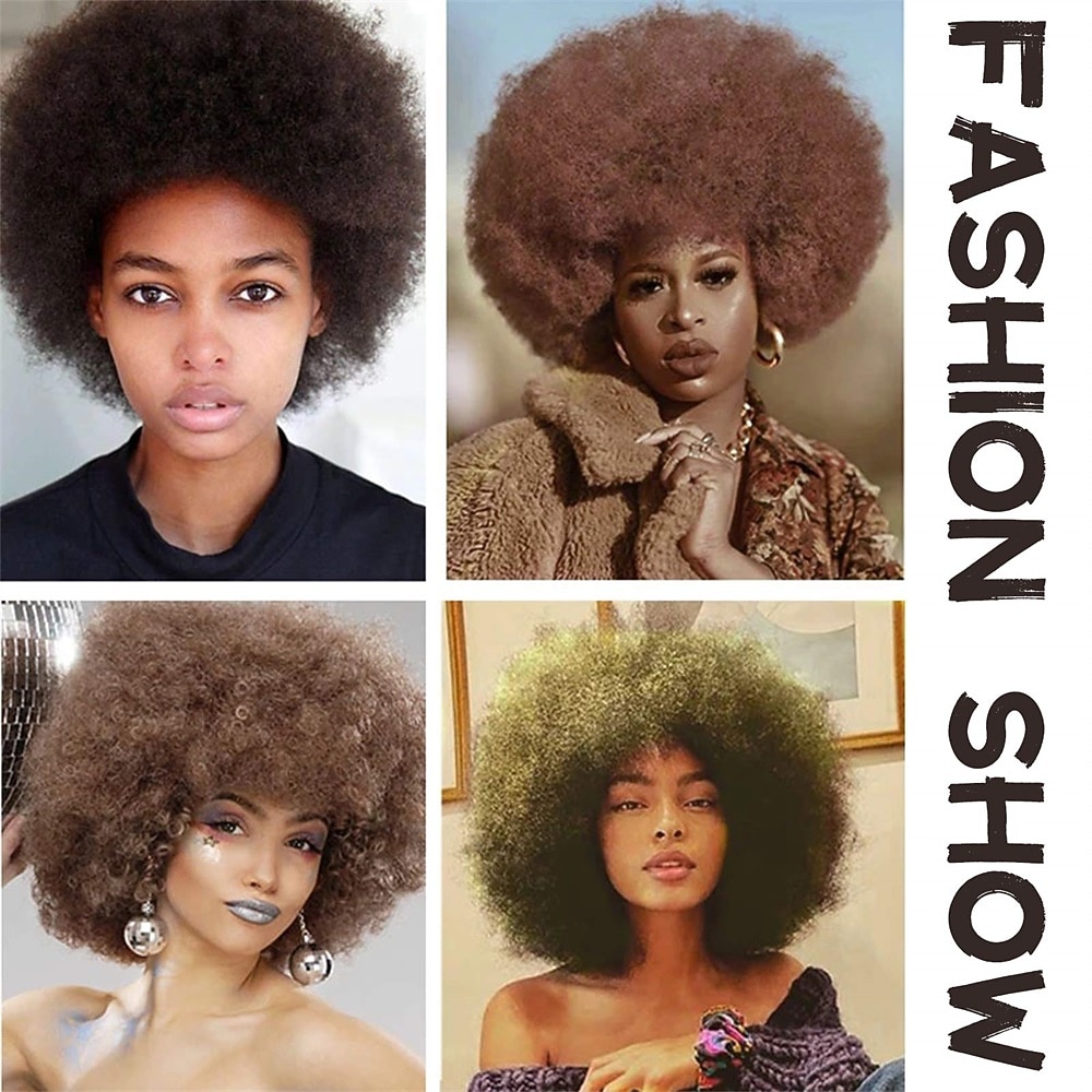 Short 70s Afro Wigs for Black Women Large Synthetic Black Short Afro Wig 70's 8 Inches 60s Afro Wig for Women Bouncy and Soft Natural Looking Halloween Cosplay Party Wigs 2026 - $20.99 –P19