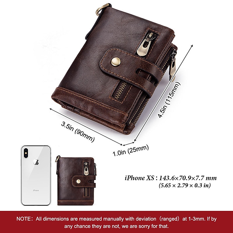 Men's Vintage Leather Wallet – Bifold Zipper Wallet with Chain, Multi-Card Slots & Snap Closure for Casual & Business Use 2025 - $25.59 –P5