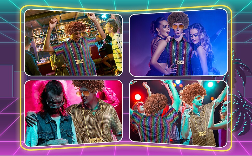 Retrò Vintage Anni '70 Disco Costume Cosplay Abiti Cosplay Costume Per uomo Carnevale Mascherata Festa / Sera Parata dell'Orgoglio Mese dell'orgoglio Adulti Blusa Occhiali Accessori per il Collo del 2026 a $51.99 –P9