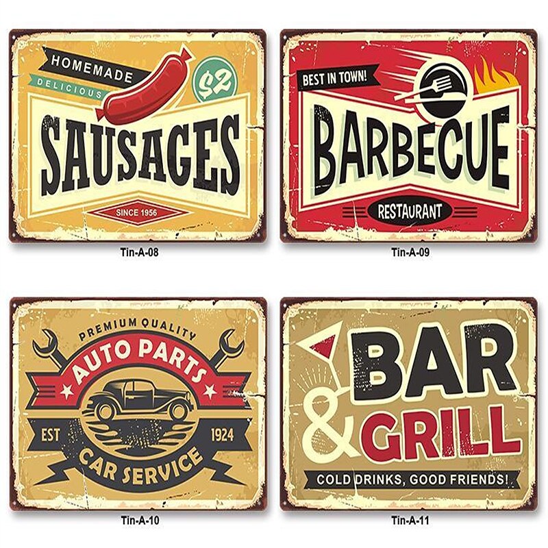 1pc cibo metallo targa in metallo estate spiaggia targa in metallo vintage spiaggia segni decorazione della parete, pittura parete appesa per birra bar arredamento decorazioni per la casa ristorante del 2025 a $10.49 –P3