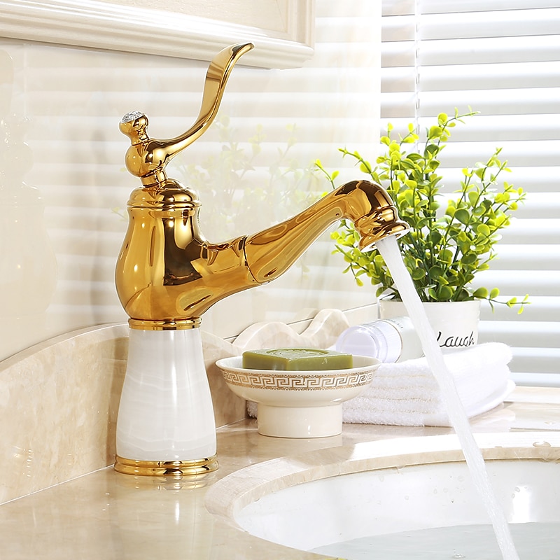 Traditional Bathroom Faucet Pull Out Basin Sink Mixer Taps Short/Tall, Vintage Brass Vessel Taps Ceramic Single Handle, with Cold and Hot Hose 2025 - $89.99 –P3