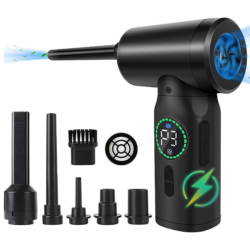 Compressed Air Duster 50000 RPM Keyboard Cleaner For Office 2 Adjustable Speed Electric Air Dusters Good Replacement For Compressed Air Can 6000 MAh Rechargeable Electric Duster For Deep Cleaning 2025 - $59.99 –P1