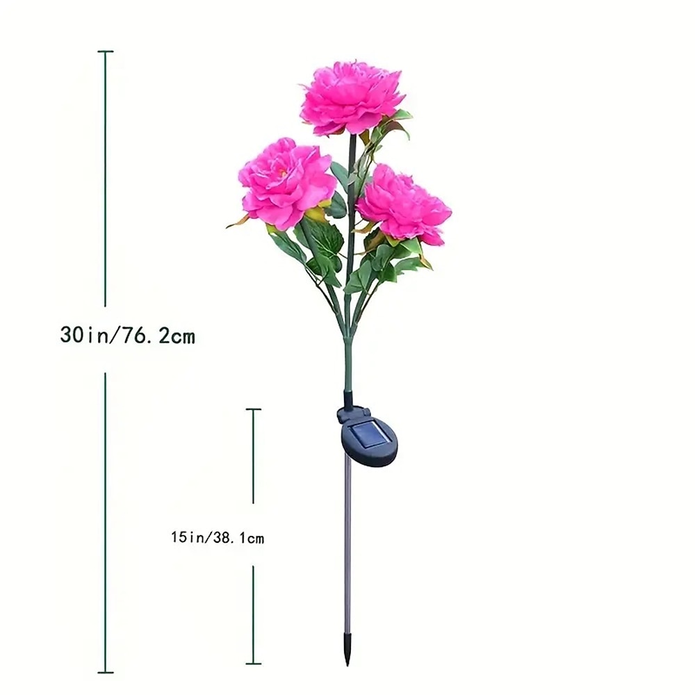 3 capete bujor solar lampa cu flori de simulare in aer liber cu led floare artificiala lampa de sol lumini decorative pentru gradina si curte lumini decorative pentru petreceri de vacanta 2025 - $17.49 –P8