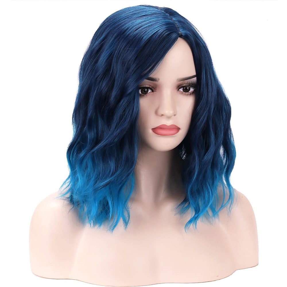 Blue Wig Short Curly Mix Blue Bob Wig for Women Girls Beach Wave Cosplay Costume Party Halloween Wigs 2026 - $18.99 –P7