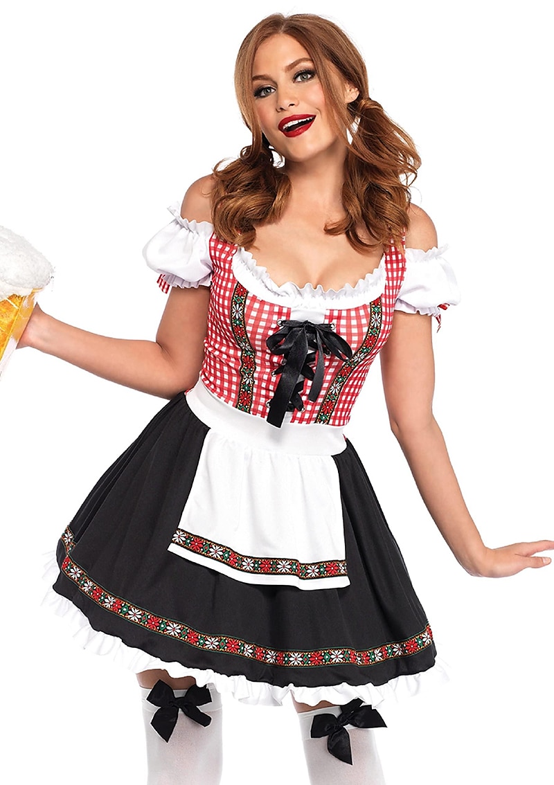 Oktoberfest dirndl Trachtenkleader Dirndl pusero Oktoberfest / Olut baijerilainen Saksa München Niityt Naisten Perinteinen tyyli kangas Leninki Esiliina 2025 - $44.99 –P3