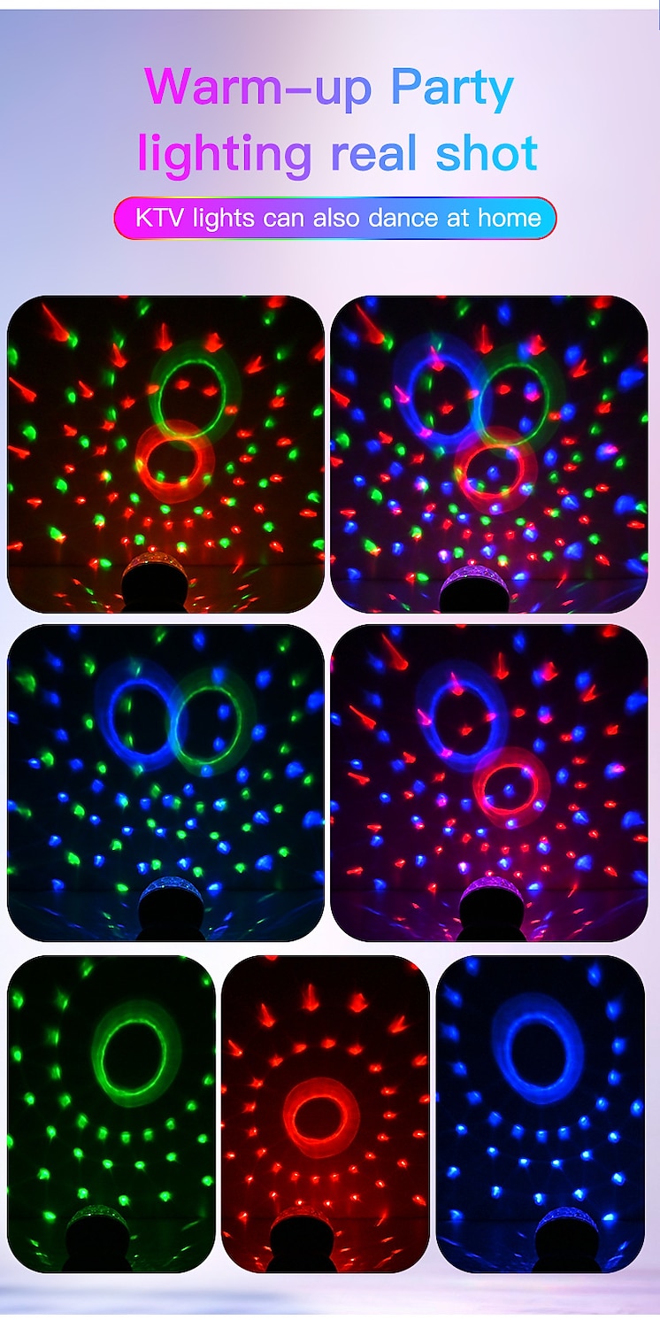 Colorful LED Smart Light Magic Ball Lamp Projector Atmosphere Lamp Bluetooth Sound Ball Lamp Dormitory Singing Flash Lamp Room Atmosphere Lamp 2025 - $11.99 –P6