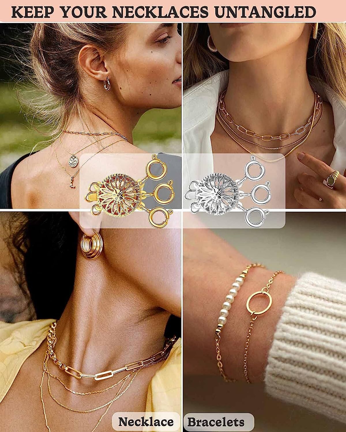 separatore di fermagli a strati per collana da donna 14k oro argento groviglio gioielli di sicurezza senza catenaccio di chiusura convertitore estensore della catena del 2025 a $9.49 –P6