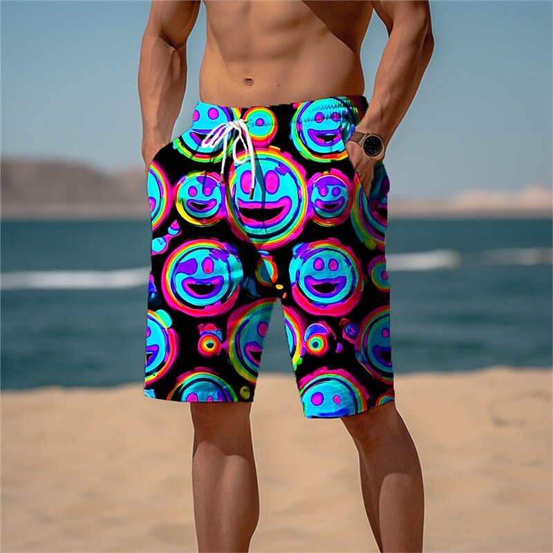 Homens Estampas Abstratas Rosto sorridente Shorts de moletom Shorts de praia Shorts Terry Cintura Média Casual Roupa Esportiva Diário Feriado Streetwear Com Cordão Cintura elástica Impressão 3D de 2025 por $19.99 –P1