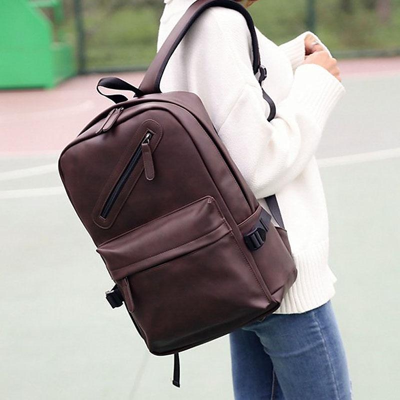 Sac à dos en similicuir noir pour homme avec poche avant zippée – Sac élégant et imperméable pour ordinateur portable, idéal pour le travail, l'université ou les déplacements quotidiens de 2025 ? $26.99 –P13