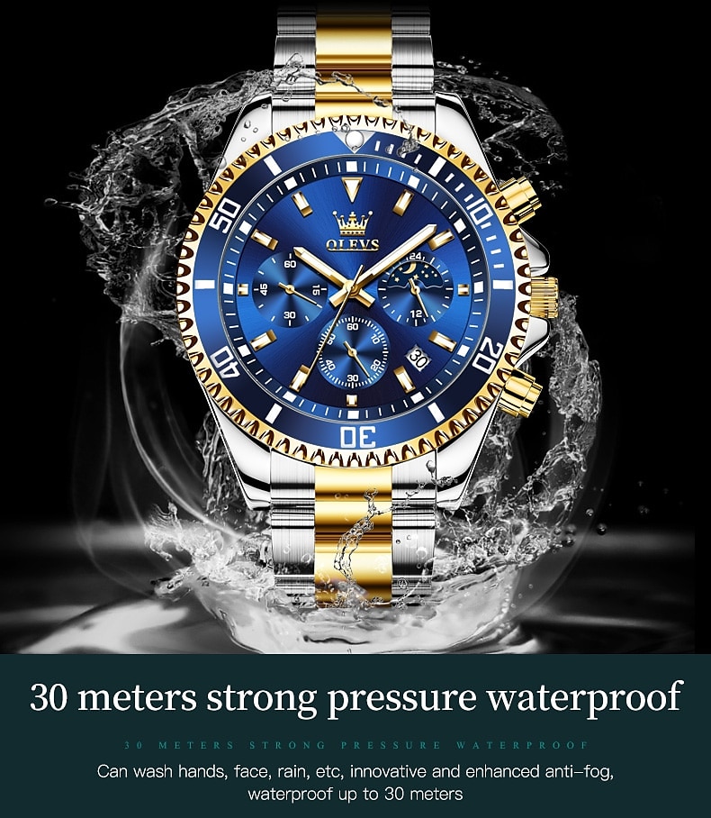 OLEVS Heren Quartz horloges Luxe Grote wijzerplaat Modieus Zakelijk Weergave maanfase Lichtgevend Kalender WATERDICHT Legering Horloge 2025 - $29.99 –P13