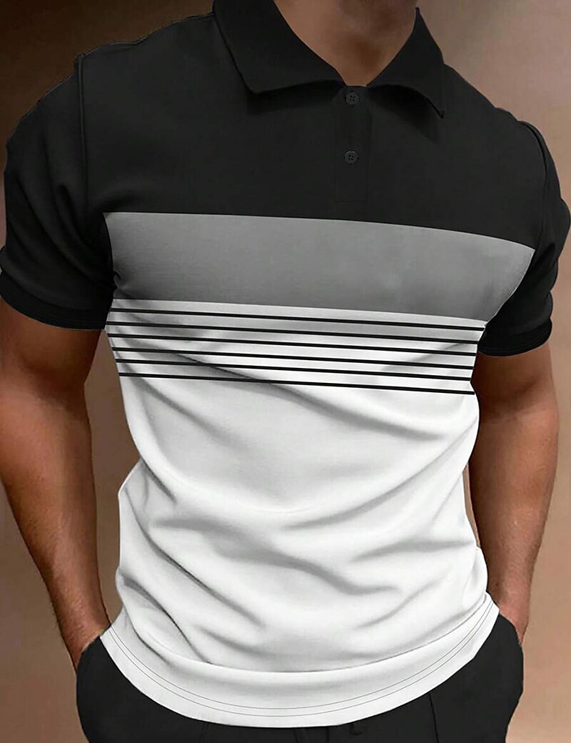 Men's Button Up Polos Polo Shirt Casual Sports Lapel Short Sleeve Fashion Basic Color Block Button Summer Regular Fit Fire Red Black White Army Green Dark Navy Dark Gray Button Up Polos 2025 - $16.49 –P3