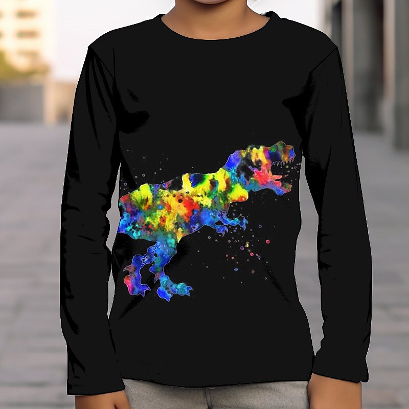 Dla chłopców 3D Graficzny Wszechświat Dinozaur Podkoszulek T-shirt Długi rękaw Druk 3D Lato Wiosna Jesień Sport Moda Moda miejska Dzieci 3-12 lat Na zewnątrz Codzienny Regularny 2025 - $13.99 –P5