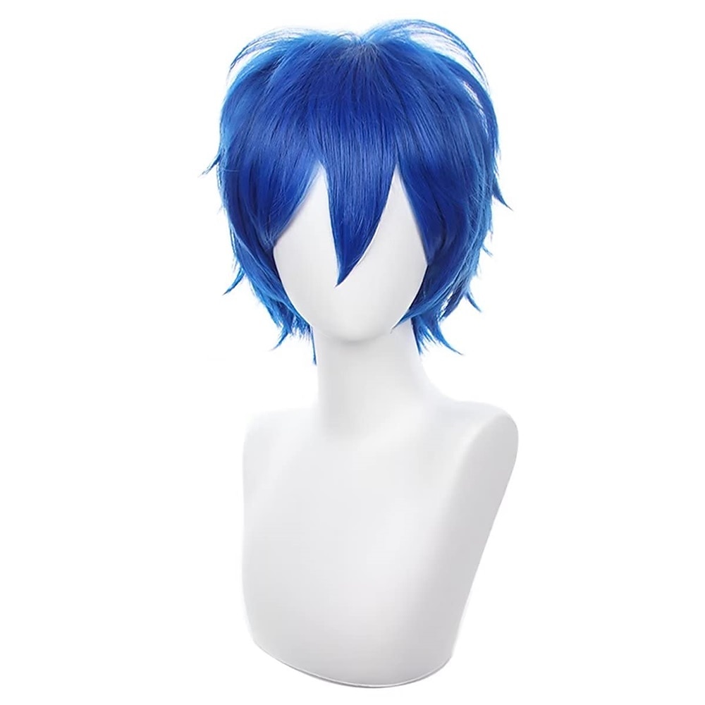 parrucca cosplay verde corta, ispida, soffice, resistente al calore, a strati, capelli sintetici, uomo e donna, parrucca per festa di carnevale del 2026 a $13.99 –P1