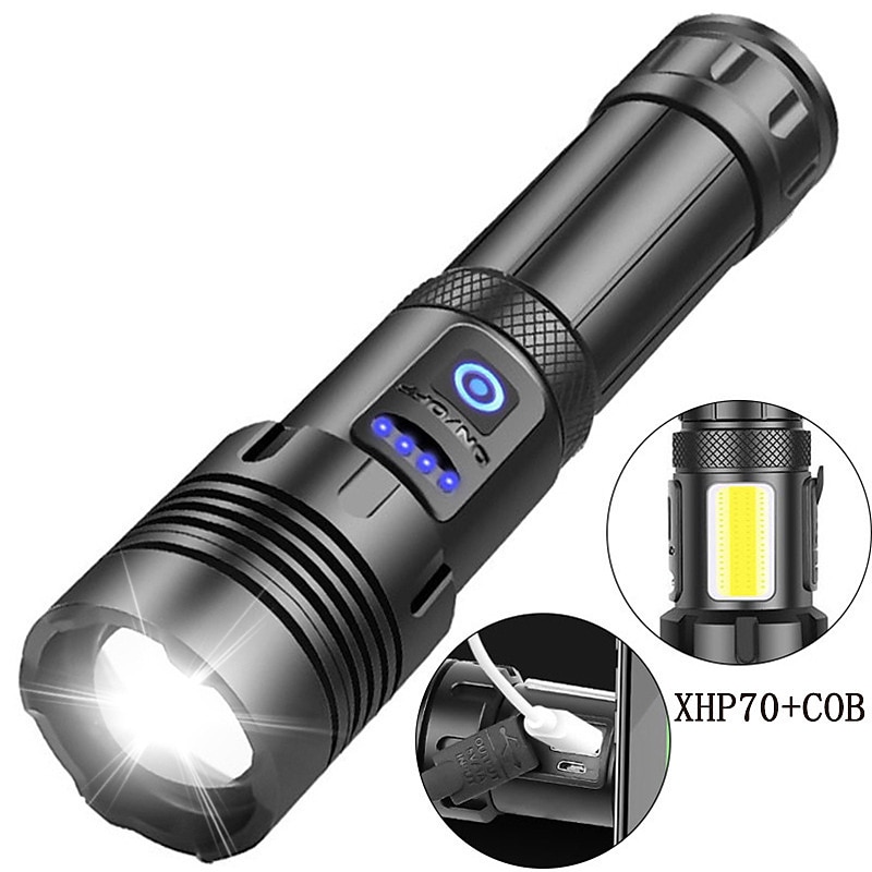 2025年 P70 携帯式フラッシュライト 防水 LED エミッタ 自動 照明モード USBケーブル付き 防水 新デザイン コンパクトデザイン 耐用的 キャンプ / ハイキング / ケイビング 日常使用 狩猟 ブラック コレクション – $31.99 –P14