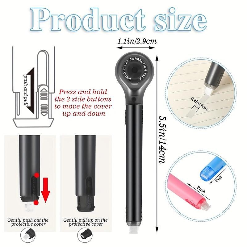 correctie tape pen white out correctie tape pen inkt corrector tape intrekbare correctie schrijftape gum voor school kantoorbenodigdheden 2025 - $7.99 –P2