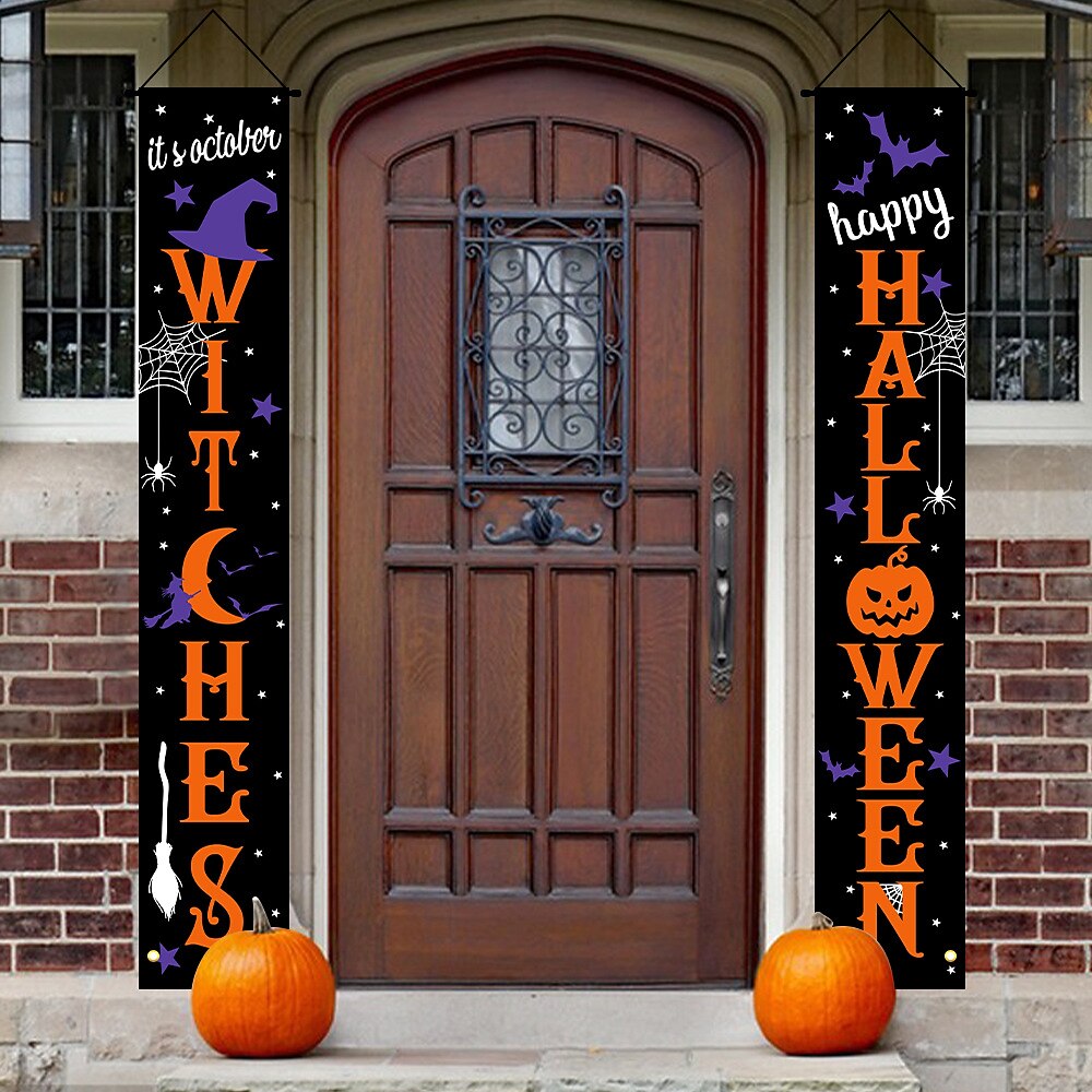 Halloween Türdekoration 'Halloween Haunt' - Große Türabdeckung Mit Geistern & Motiven Für Drinnen/draußen
