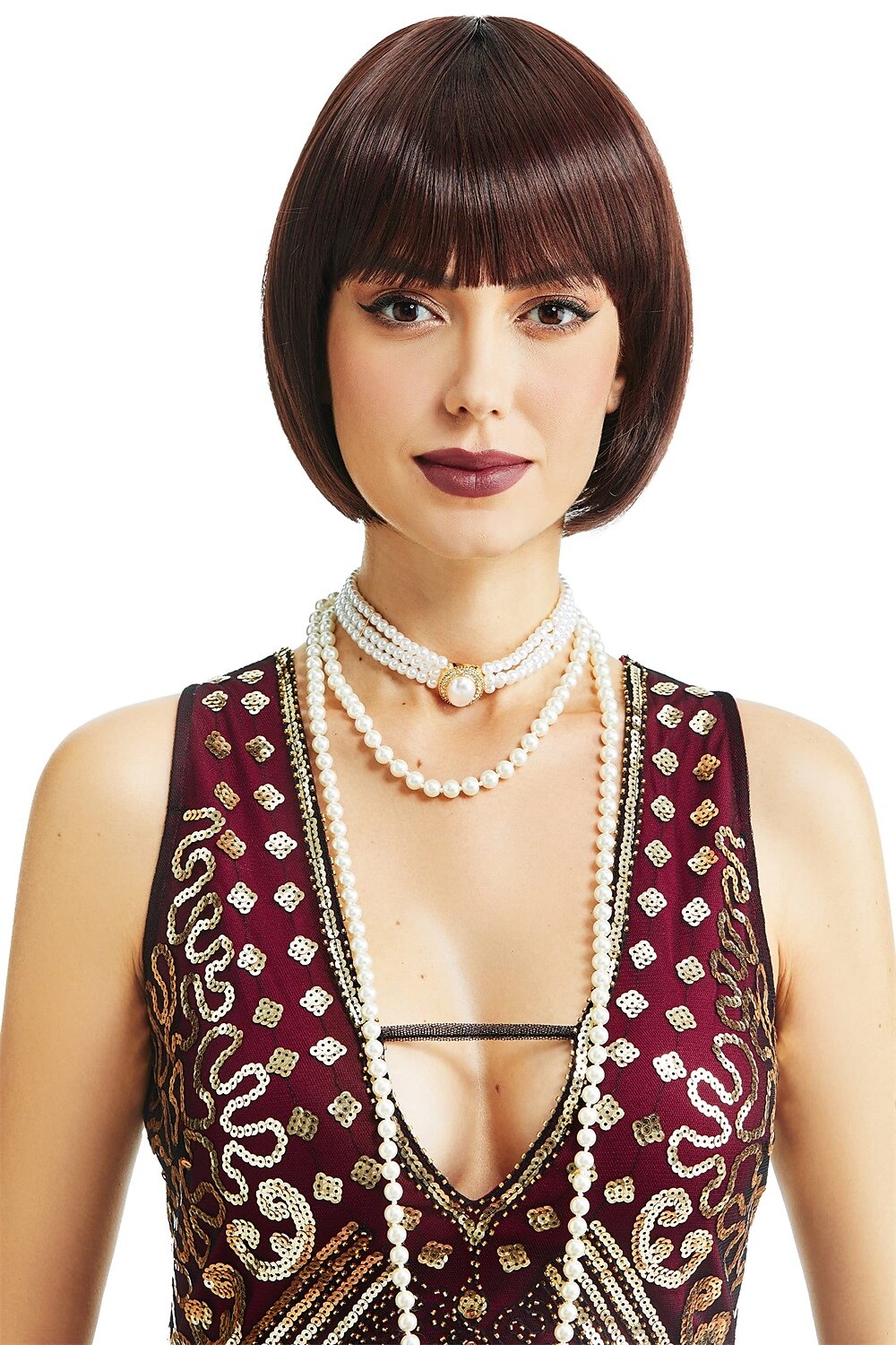Peruca curta flapper dos anos 1920, peruca bobo do grande gatsby, peruca preta reta, fantasia de flapper, perucas de cabelo, acessórios, perucas de carnaval de 2025 por $15.49 –P5