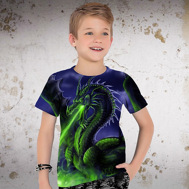 Boys 3D Graphic Animal Dragon T shirt Tee Short Sleeve 3D Print Summer Spring Active Sports Fashion Kids 3-12 Years Outdoor Casual Daily Regular Fit 2025 - $11.99 –P7