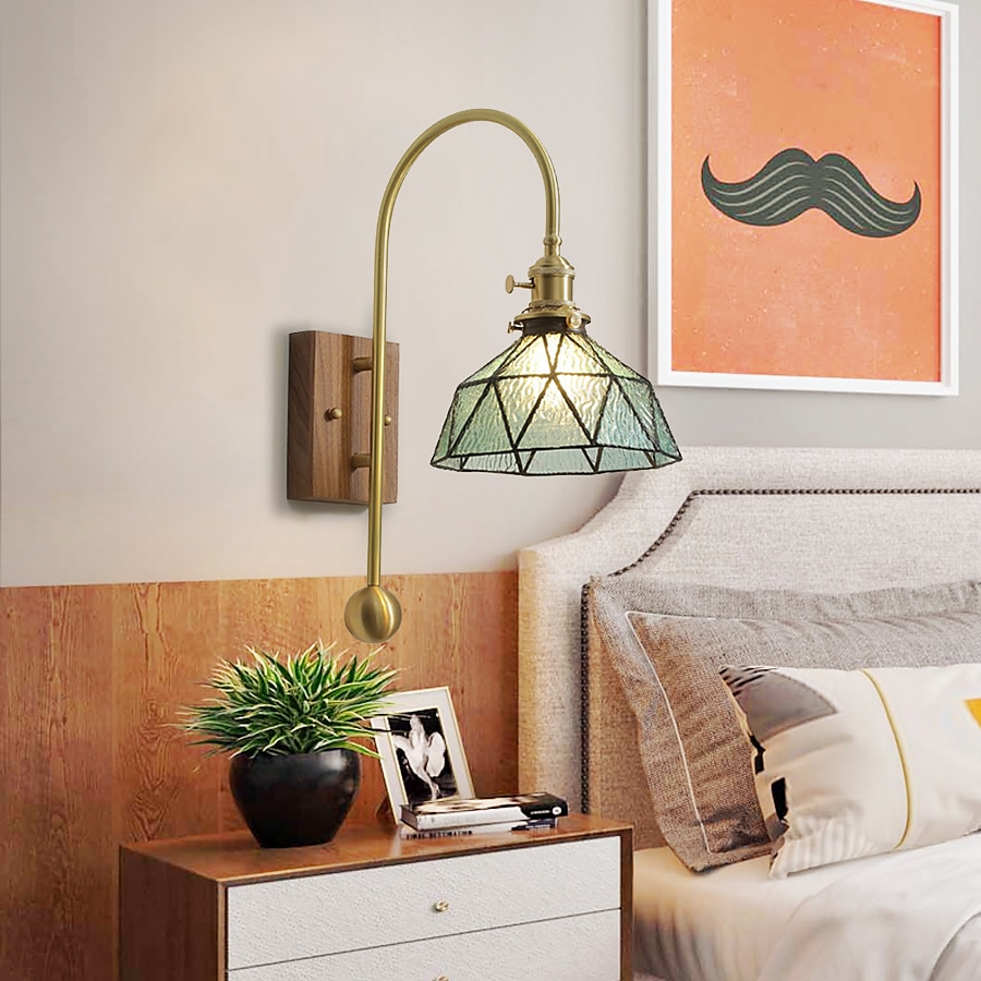 lightinthebox applique da parete a led in vetro a 1 luce, applique moderna e27, applique da parete minimalista quadrata in vetro marrone, lampada da parete moderna ad angolo regolabile, per studio del 2025 a $132.99 –P7
