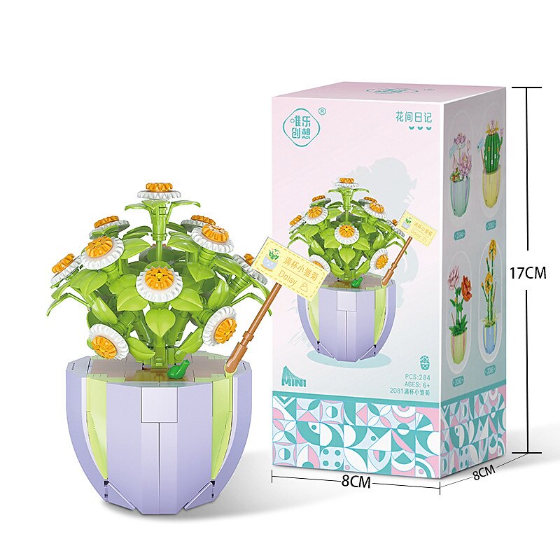 cadouri de ziua femeii compatibile cu asamblarea puzzle-urilor jucării blocuri de construcție cu particule mici flori carne plante în ghivece decorațiuni pentru buchet cadouri pentru fete cadouri de 2025 - $19.99 –P7