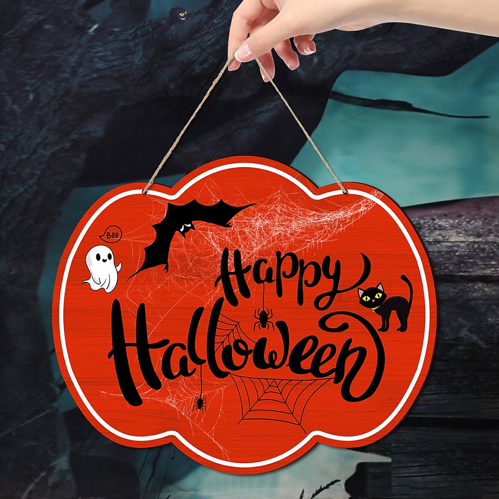 1pc halloween segno da parete in legno teschio targa in legno appeso decorazione per porta d'ingresso spaventoso portico decor appeso regalo per agriturismo home bar outdoor indoor room decor home decor del 2025 a $7.99 –P12