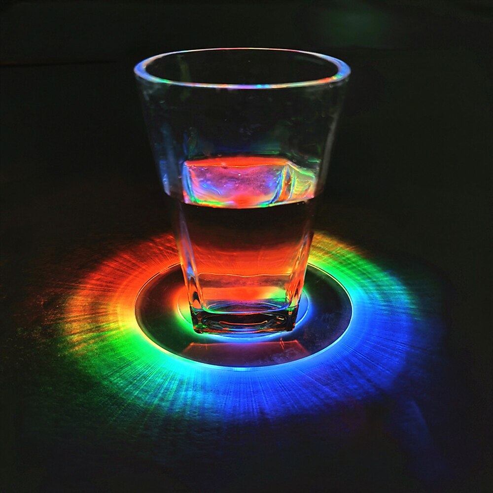 LED Cocktail Coaster Round Ultra-Thin LED Drink Coaster Luminous Coaster Non-Slip & Waterproof Transparent Beer Beverage Coasters for Club Party Wedding Christmas 1pc 2025 - $9.99 –P2