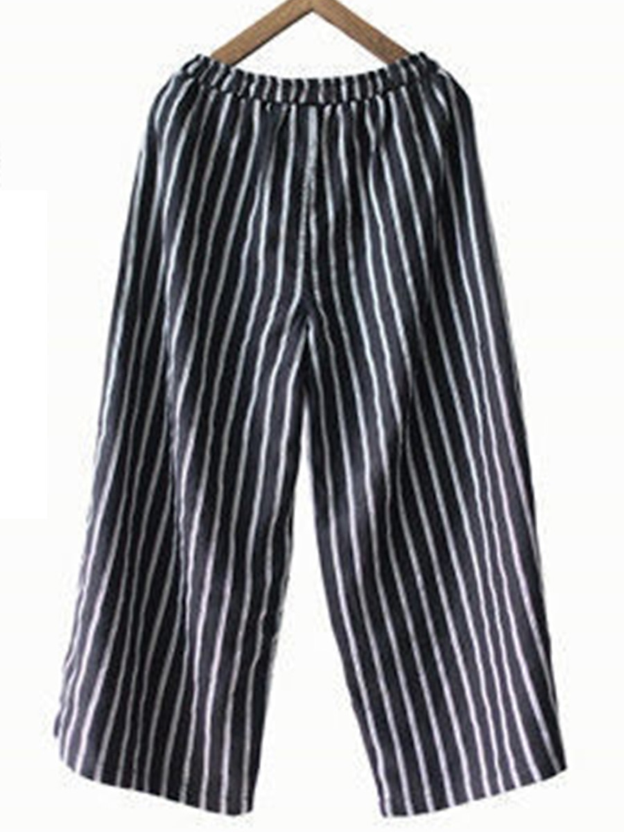Per donna A zampa Chino Pantaloni Vintage Di tendenza Leggero Lunghezza intera Vita normale A strisce Tasche Vita elastica cascante Traspirabilità Comodo Media elasticità Da mare Informale Giornaliero del 2025 a $22.99 –P2
