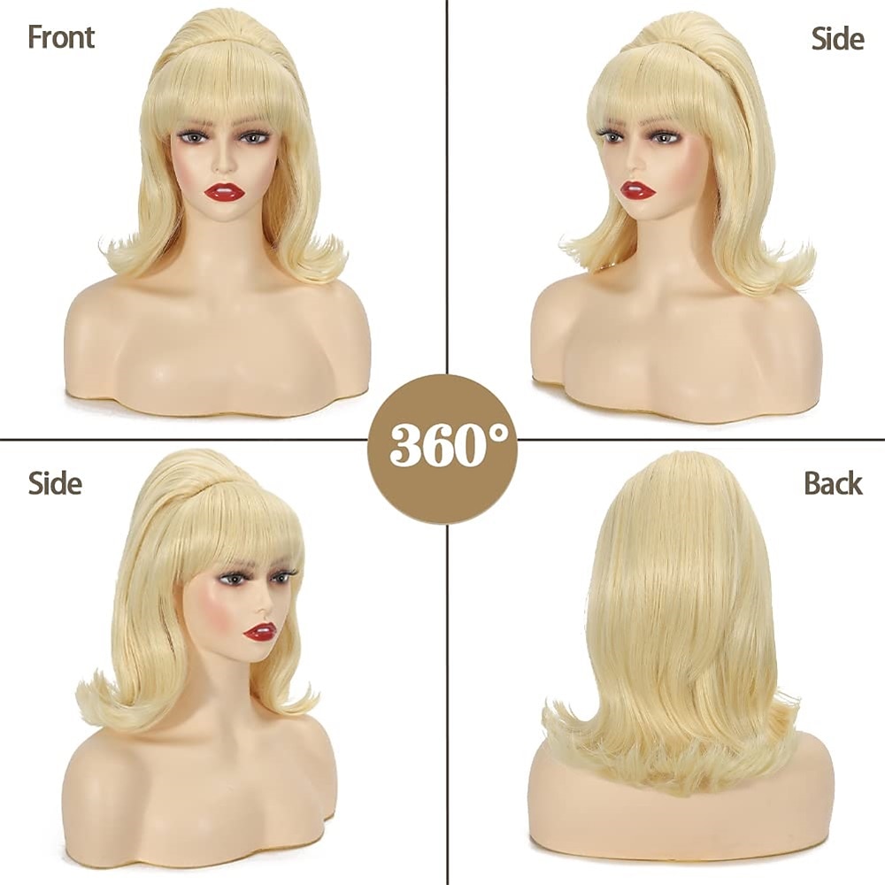 Bijenkorf Perkamenten Rood Vrouwen 60s 70s Perkamenten met Pony Krullend Synthetisch Vintage Drag Queen Perkamenten Cosplay Feest Perkamenten Halloween Perkamenten 2026 - $16.99 –P10
