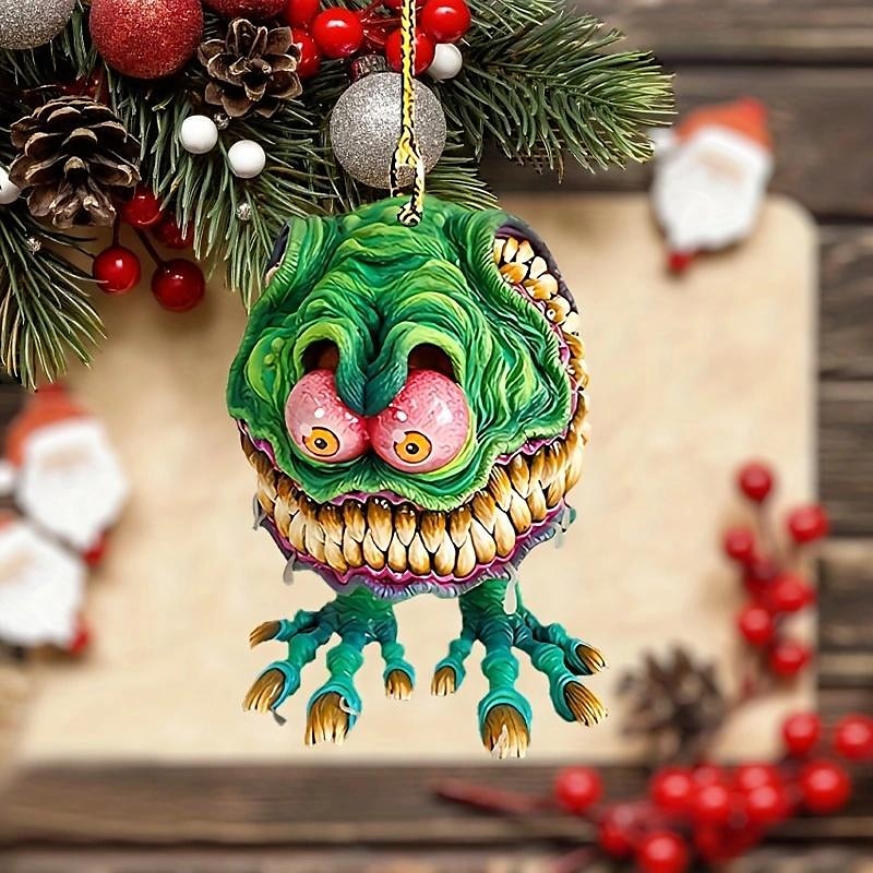 Ciondolo per auto a forma di mostro a grande bocca 2PCS modello di bambola piatta in acrilico statua di topo pazzo Rat Fink alla guida accessori per auto Halloween decorazioni per casa del 2025 a $11.99 –P4