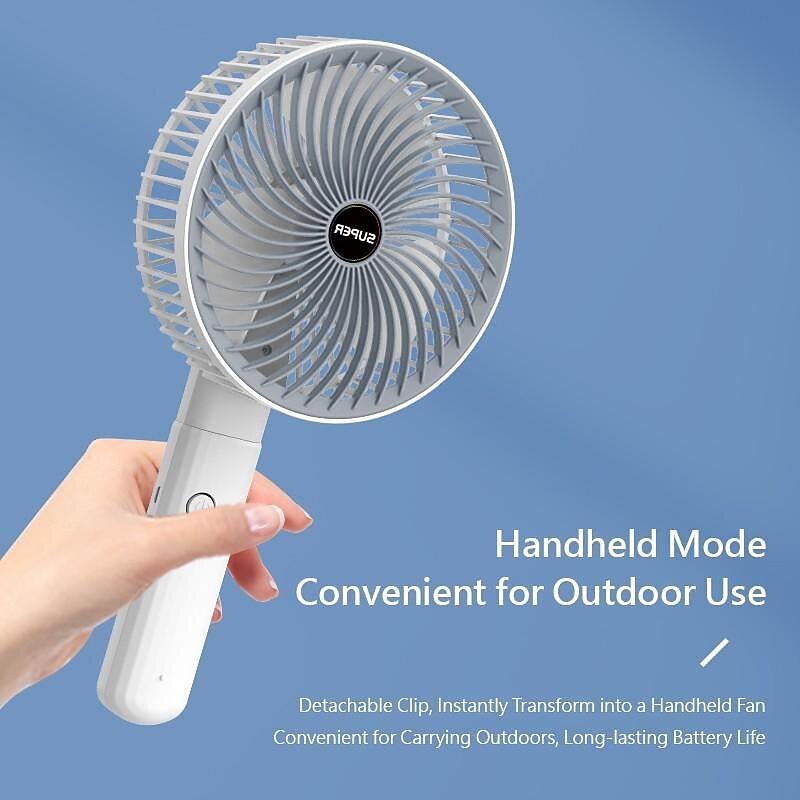 Digitale Display Mini Ventilator – USB Oplaadbare Handheld Ventilator met 3-Snelheden 1200mAh Batterij Laag Geluid Luchtkoeler 2025 - $24.99 –P8