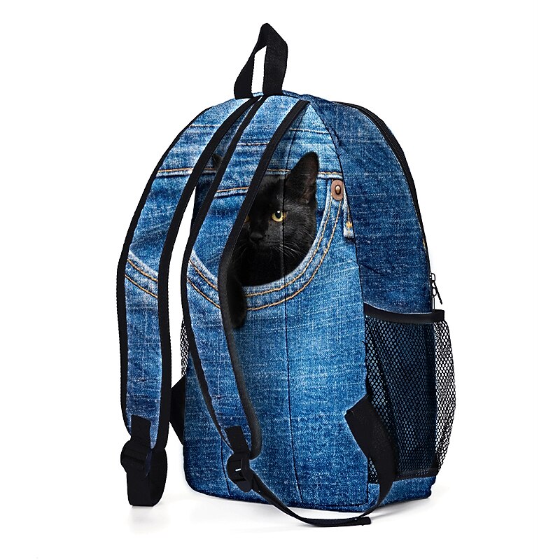 3D Cat Print Denim Backpack for Kids – Cute Animal School Bag with Large Capacity and Fun Design for Boys and Girls 2025 - $29.99 –P6
