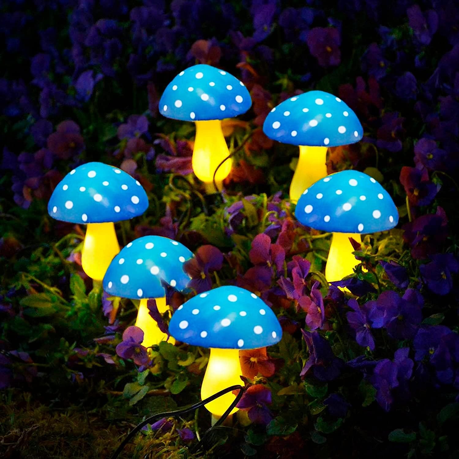שמש חיצוני עמיד למים גן פטריות אורות 6led 8 מצבי תאורה גן דשא חצר וילה שביל פטיו נוף חג קישוט אור 2025 - $30.99 –P2