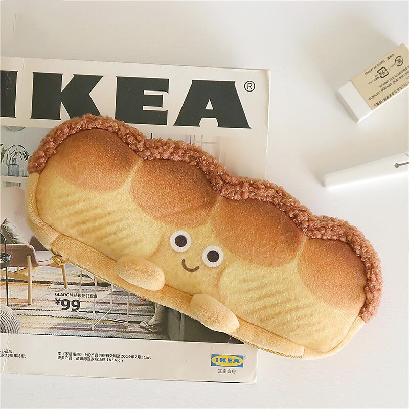 Bread Toast Pencil Case Bag for Girls Cute Plush Pen Pouch Box Large Capacity Student School Supplies 2025 - $11.99 –P11